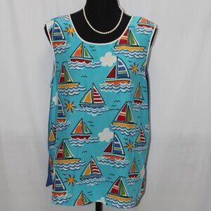 Vintage Bob Mackie Silk Sail Boat Tank Top